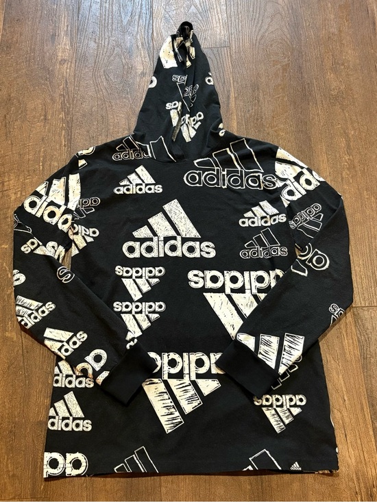 adidas Other - adidas black and white hooded long sleeve with adidas logo all over Size Large